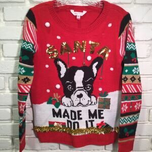 Ugly Christmas Sweater Dog themed Juniors 3/5 runs Xtra Small